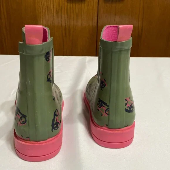 Anthropologie Bicycle Pattern Rain Boots 8 Green Boots - Picture 9 of 9